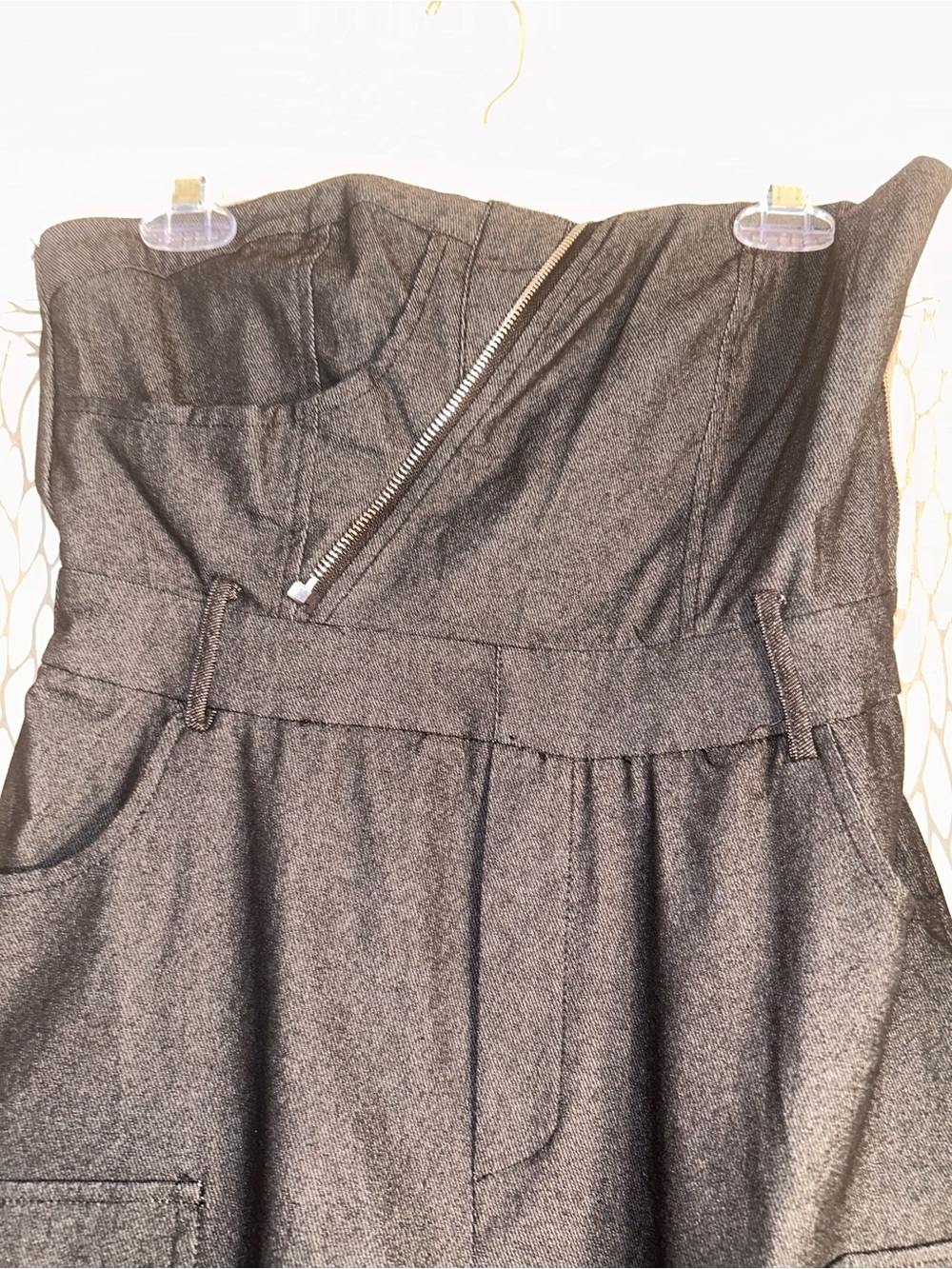 Fashion Nova Black Strapless Wide-Leg Jumpsuit with Cargo Pockets - Picture 7 of 14